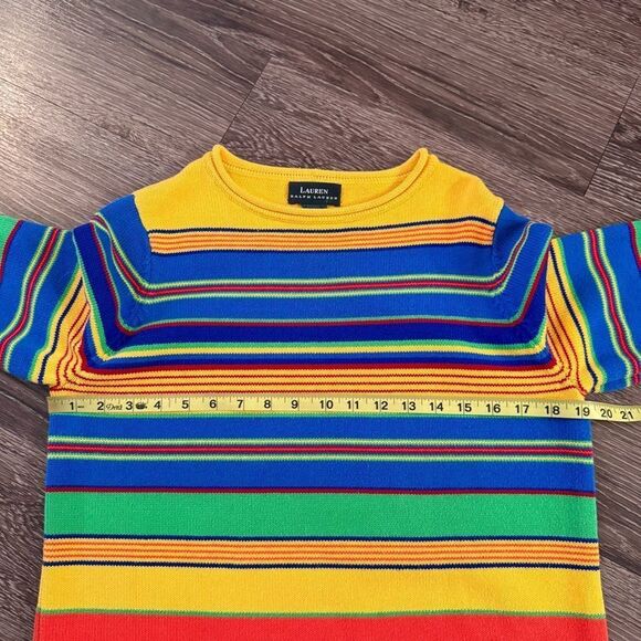 Lauren Ralph Lauren Multi Colored Stripe Cotton Sweater - Picture 5 of 7